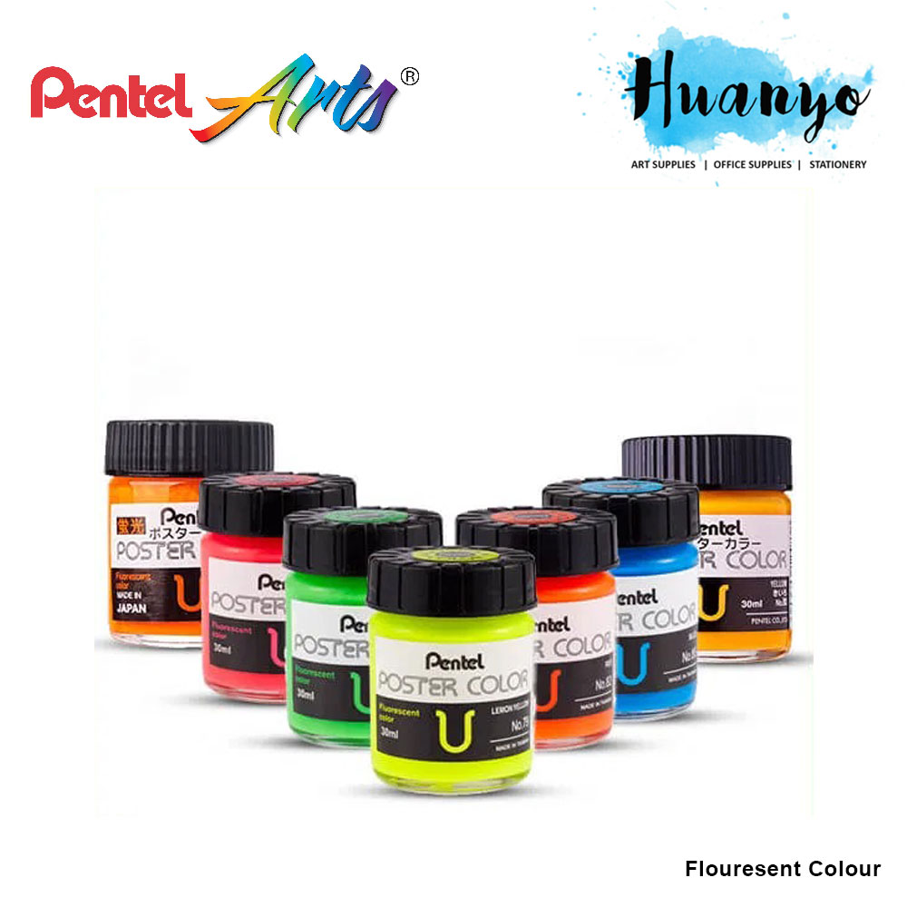 Pentel Poster Colour Paint 30ML (List 2/2) [Flourescent, Gold, Silver]