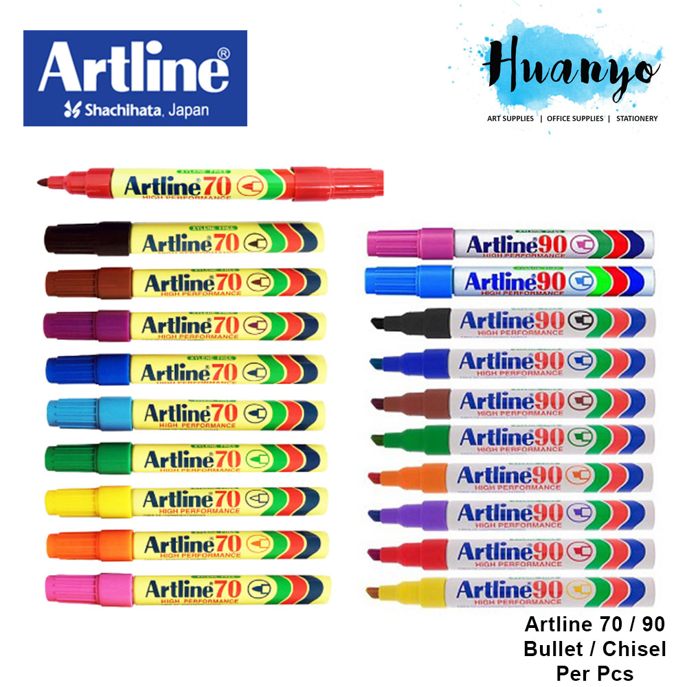 Artline 70 / 90 Permanent Colour Marker Pen (Bullet / Chisel Tip