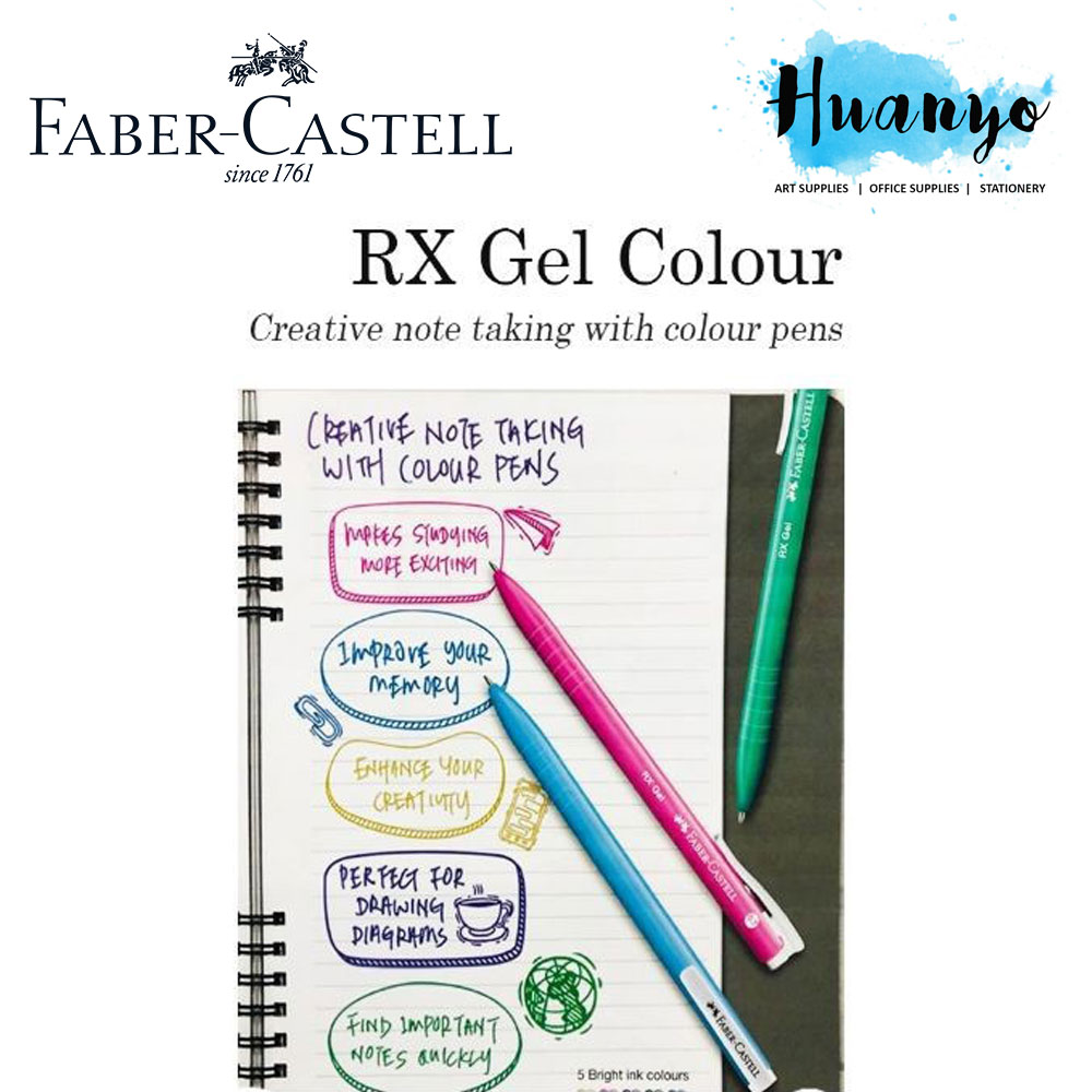 Faber-Castell Retractable RX Colour Gel Pen (0.7mm) [Per Pcs / Wallet Set of 5, Green, Gold, Lilac, Pink, Turquoise]