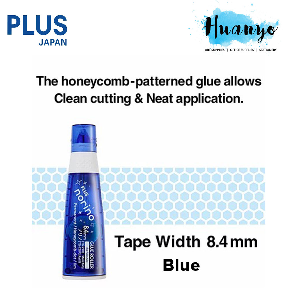 PLUS Norino Honeycomb Dot Glue Roller Tape (6 Meter Length , 6.0MM / 8.4MM Width, Refillable) [Free Whiper MR Correction Tape]