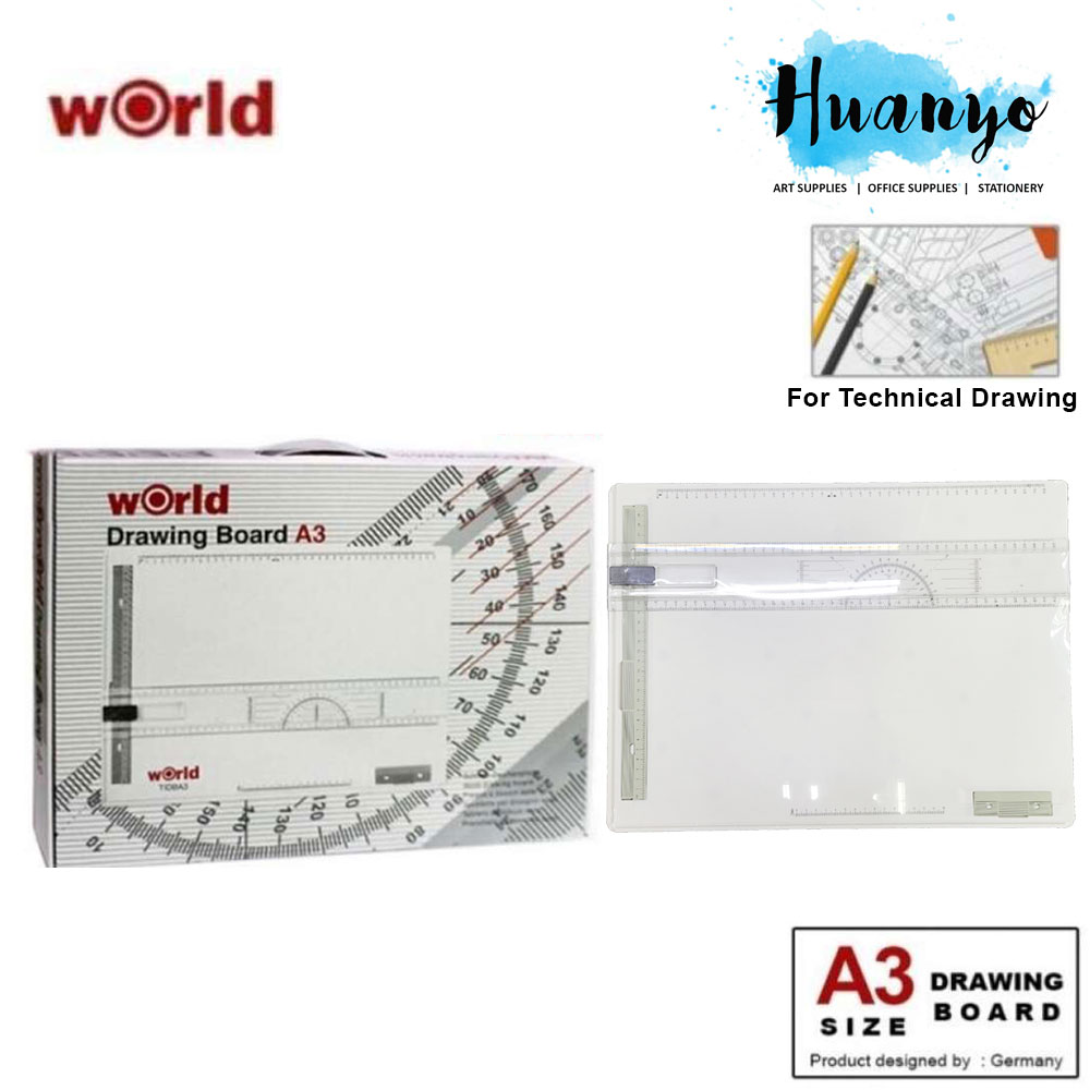 World Technical Drawing Board Set With Detachable Ruler (A3, White Colour)