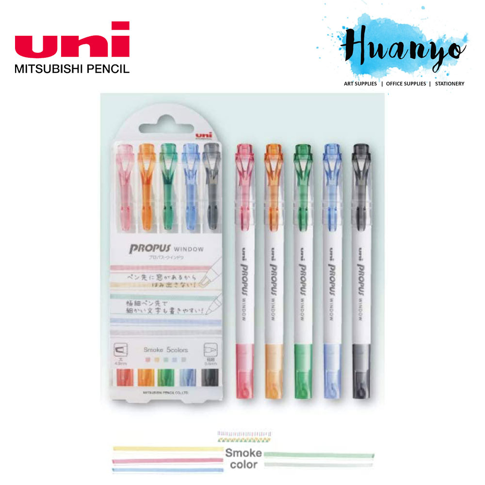 UNI Uniball Propus Window Double Tip Highlighter Textliner (Per pcs / Set of 5) [Buy 1 Free 1 UNI Ball Pen]