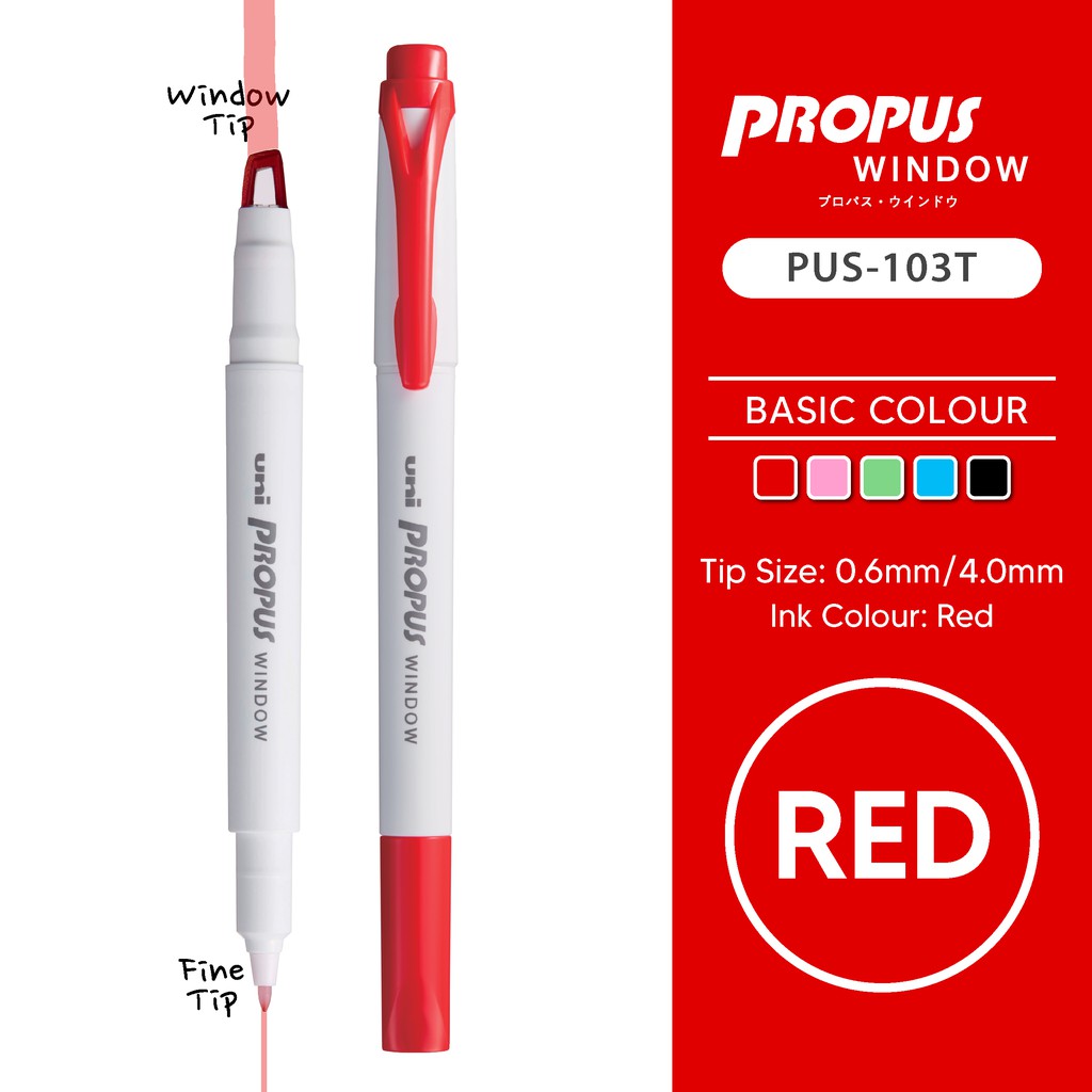 UNI Uniball Propus Window Double Tip Highlighter Textliner (Per pcs / Set of 5) [Buy 1 Free 1 UNI Ball Pen]