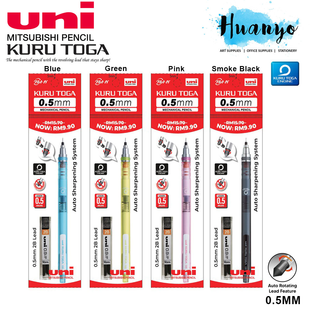 Porte-Mine Mécanique Uni Kuru Toga 0.5mm Noir - Mine Tournante Pour Écriture Lisse
