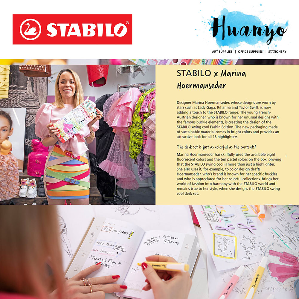 [Limited Fashion Edition] Stabilo Swing Cool Pastel & Flourescent Colour Highlighter Highlight Pen (Desk Set of 18)
