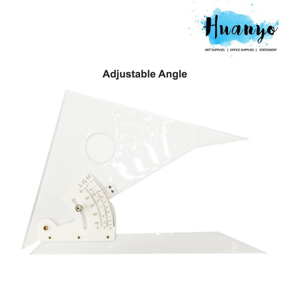 Clear Acrylic Plastic Adjustable Set Square Triangle Ruler (25CM / 30CM)