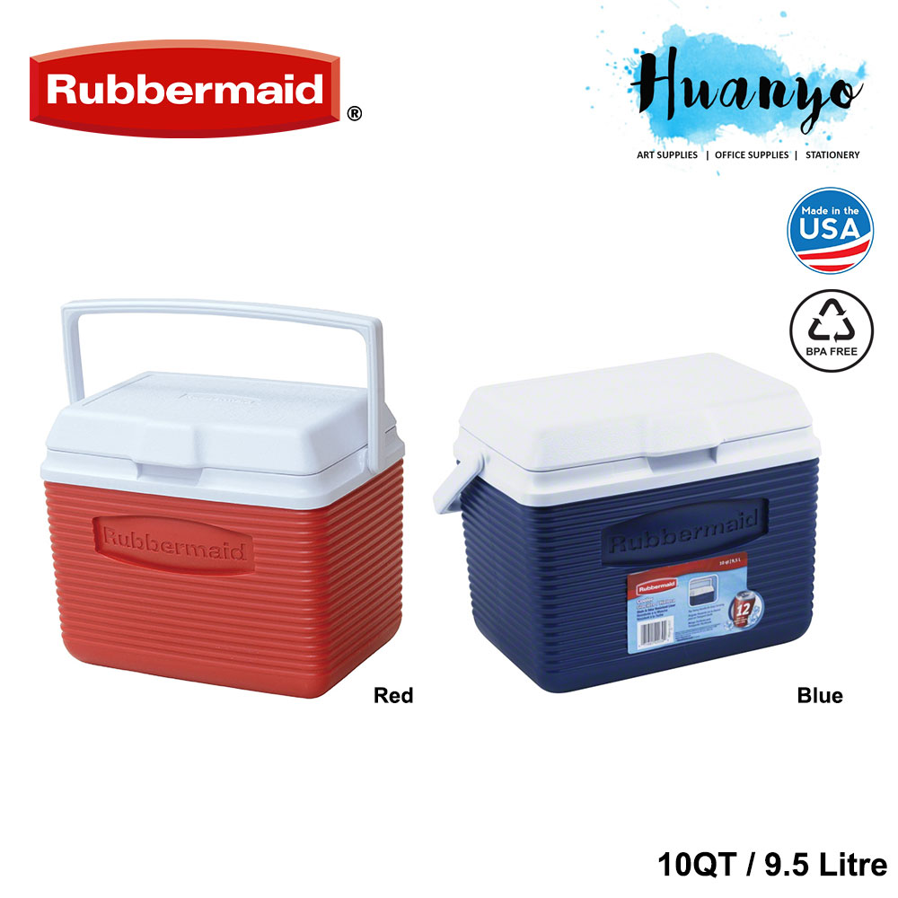 Rubbermaid Ice Cooler Box Chest Bucket 9.5Litre / 10QT (Red/Blue , Hold Up to 12 Cans)
