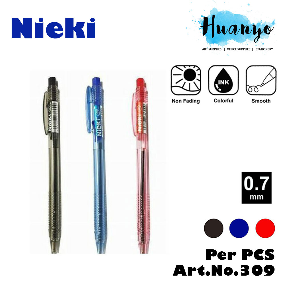 Nieki Retractable Ball Point Pen 0.7MM No. 309 (Blue, Red, Black) [Per PCS]
