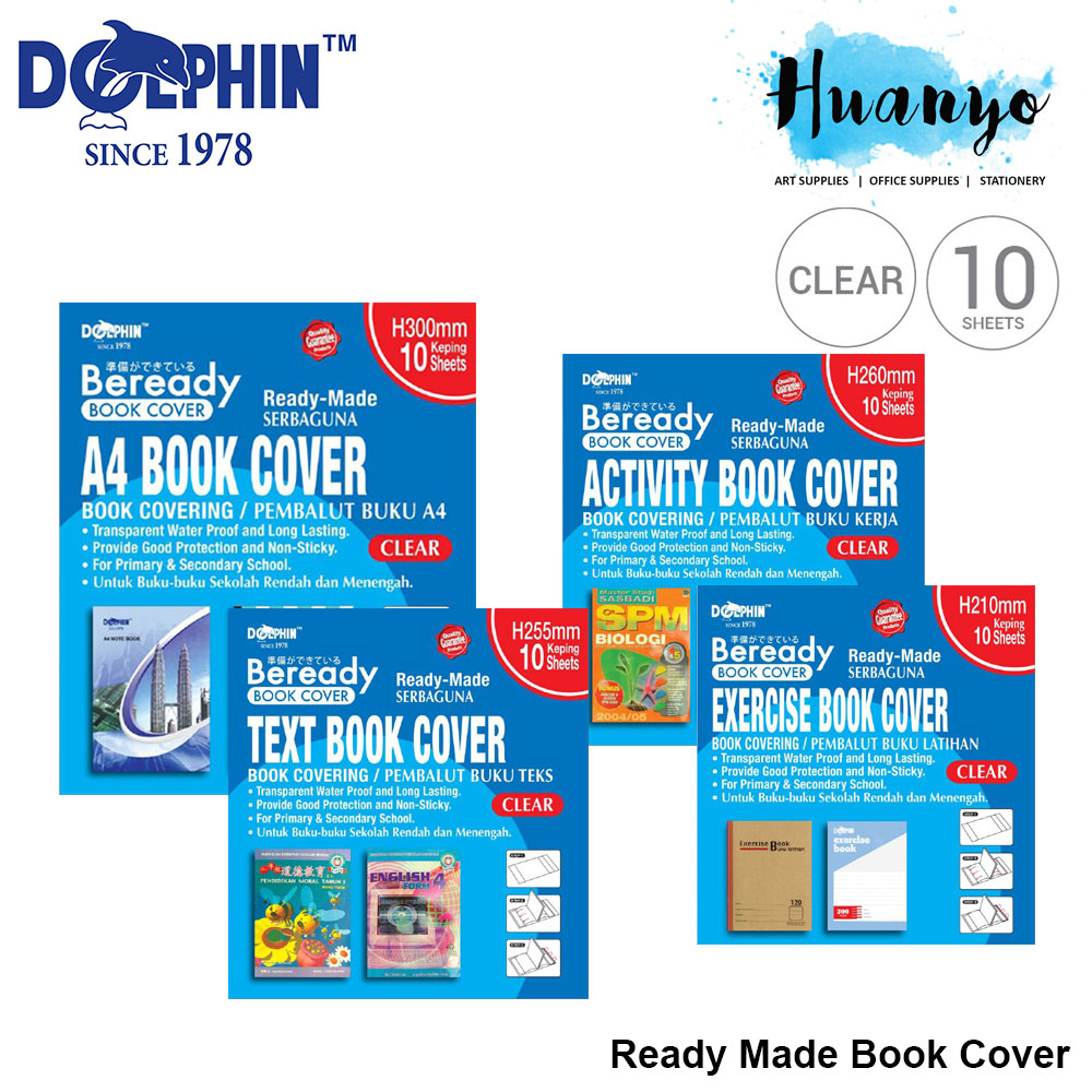 Dolphin Beready Ready Made Book Cover (A4 Book/ Activity Book/ Text Book/ Exercise Book) [Emboss & Clear]