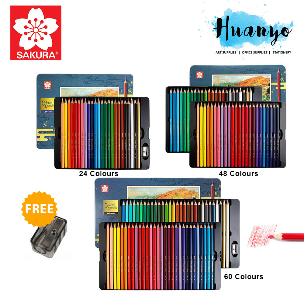 Sakura Colour Pencil Tin Set (Color Set of 24 / 48 / 60)