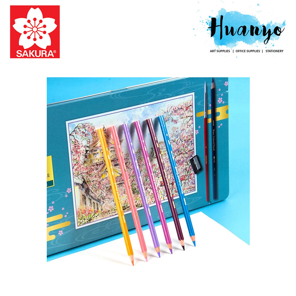 Sakura Water Colour Pencil Tin Set (Color Set of 24 / 36 / 48)