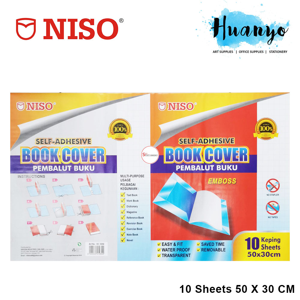 Niso SelfAdhesive Book Cover Emboss 50 CM X 30 CM (10 Sheets Pack)