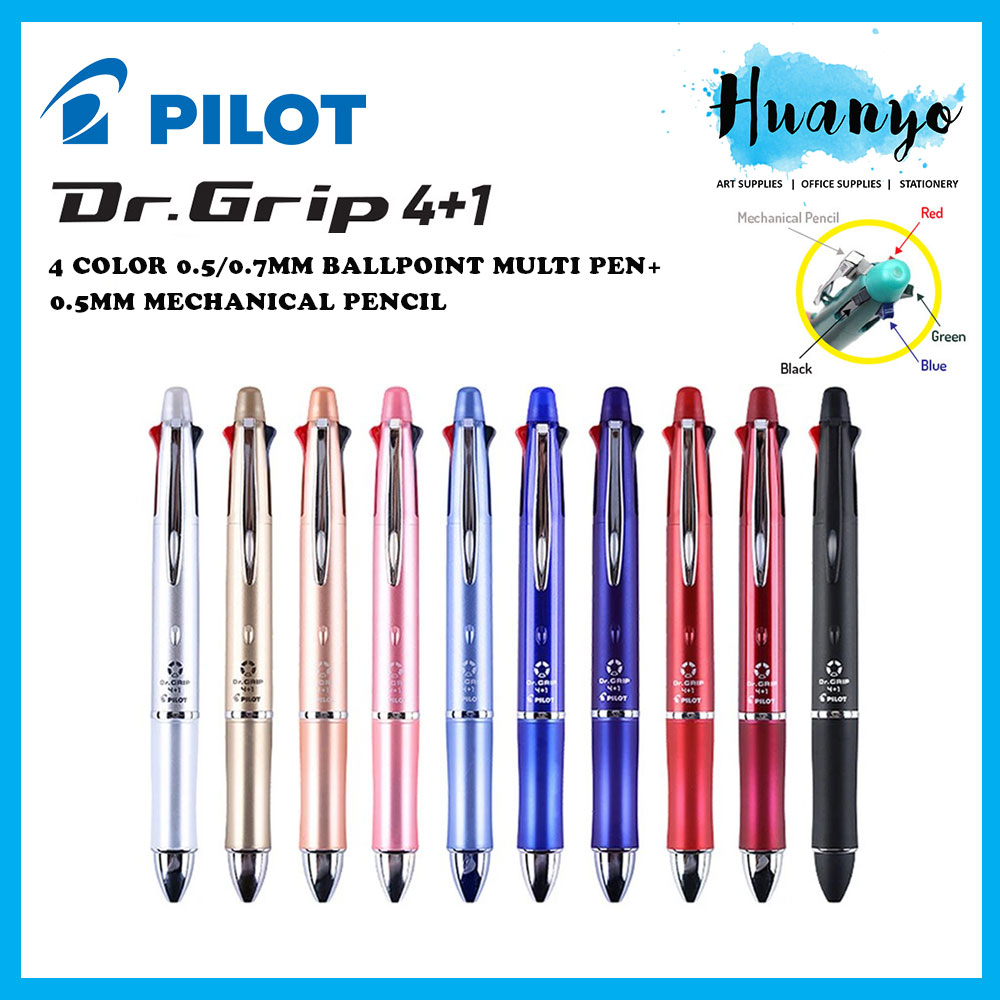 Pilot Dr. Grip 4+1 4 Color Ballpoint Multi Pen Ball Pen + 0.5 mm Mechanical Pencil (0.5MM/0.7MM)