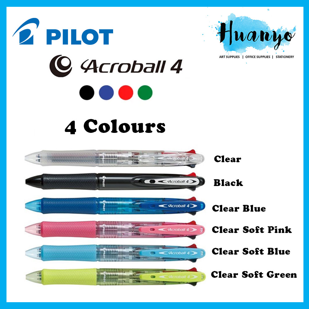 Pilot Acroball 3 / 4 Multi Color Ballpoint Pen, 0.7mm, + 4 Color Ink Refills (Black, Red, Blue & Green)