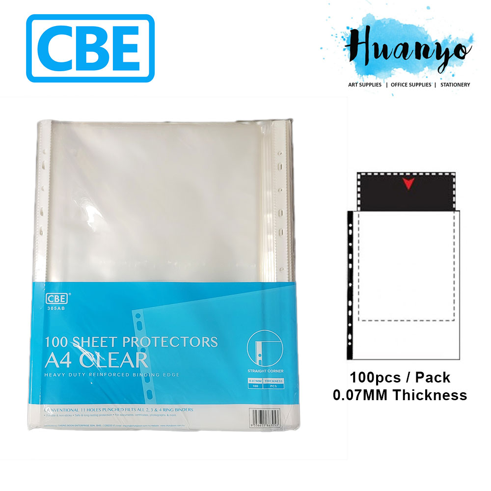 CBE Plastic Sheet Protector A4 100\'s/pack 305AB (0.07MM Plastic Thickness)