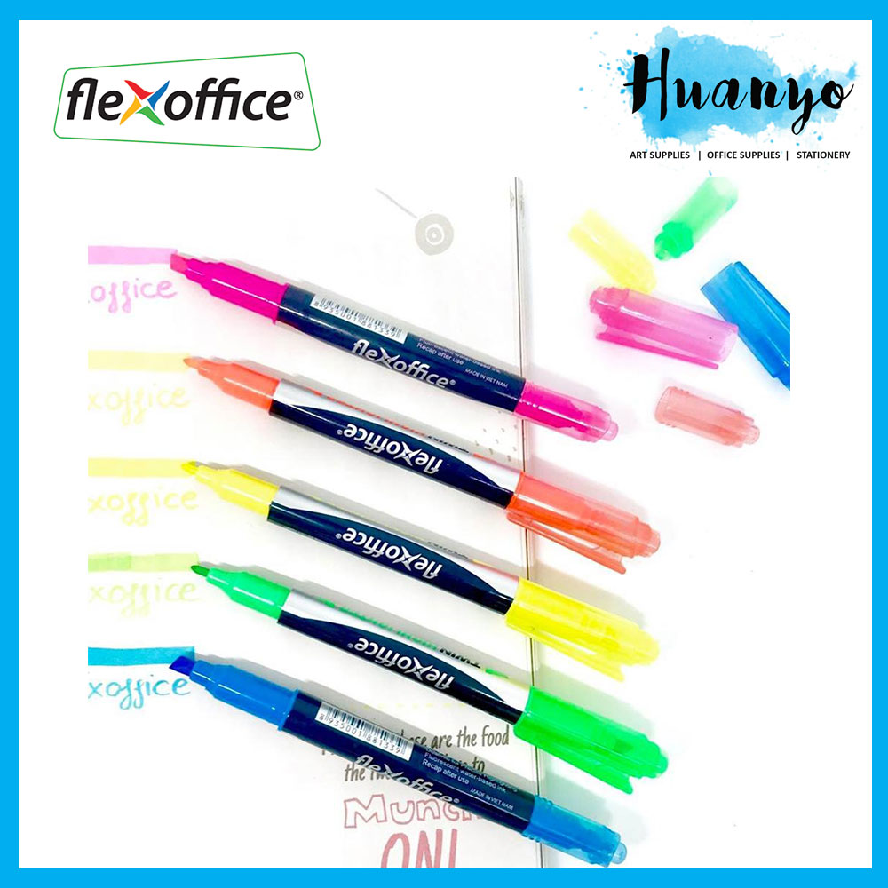 Flexoffice Pastel / Fluorescent Colour Twin Highlighter Flexliner Pen, Per PCS/Box Set OF 5 [FO-HL07/FO-HL016]