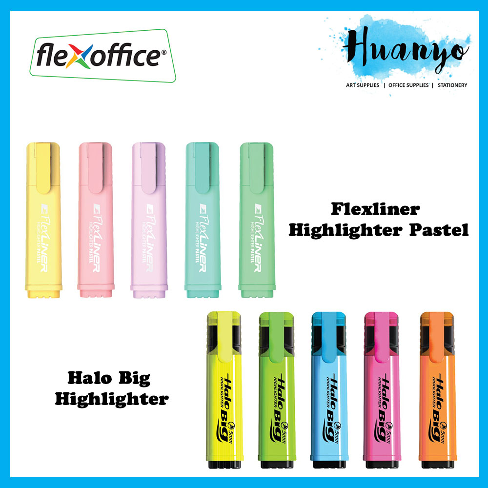 Flexoffice Halo Big Highlighter / Flexliner Highlighter Pastel per Pcs/Box FOHL02/FOHL009