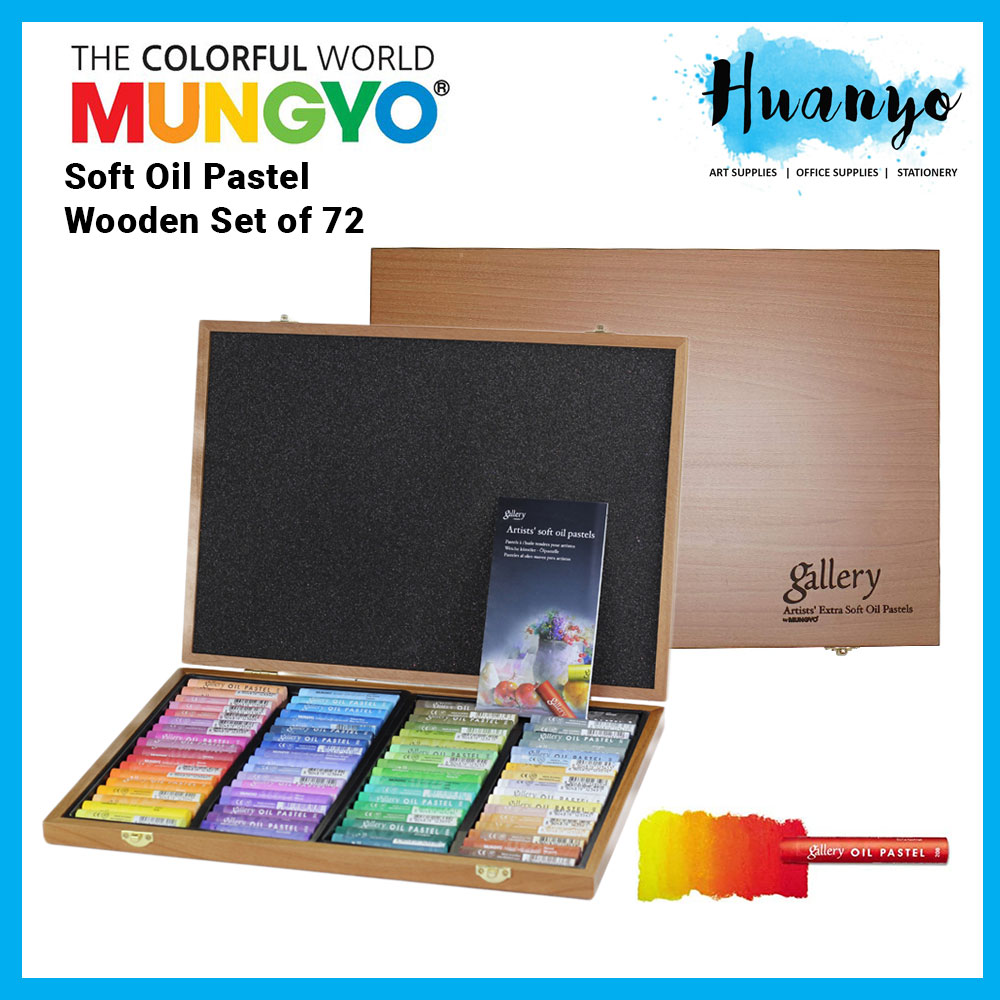 Mungyo Gallery Soft Oil Pastels - Set 72 Colori In Scatola Di Legno Con Accessori Da Disegno, Rotondi 7x1,1cm, Prodotti In Corea