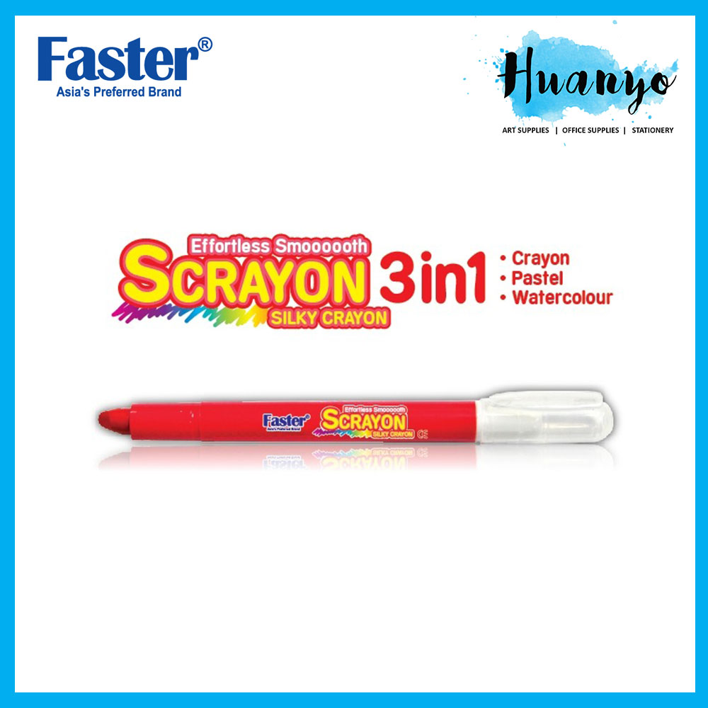 Faster Scrayon 3 in 1 Silky Crayon / Pastel / Watercolour 12 / 24 Colour (SC-F-812/SC-F-824)