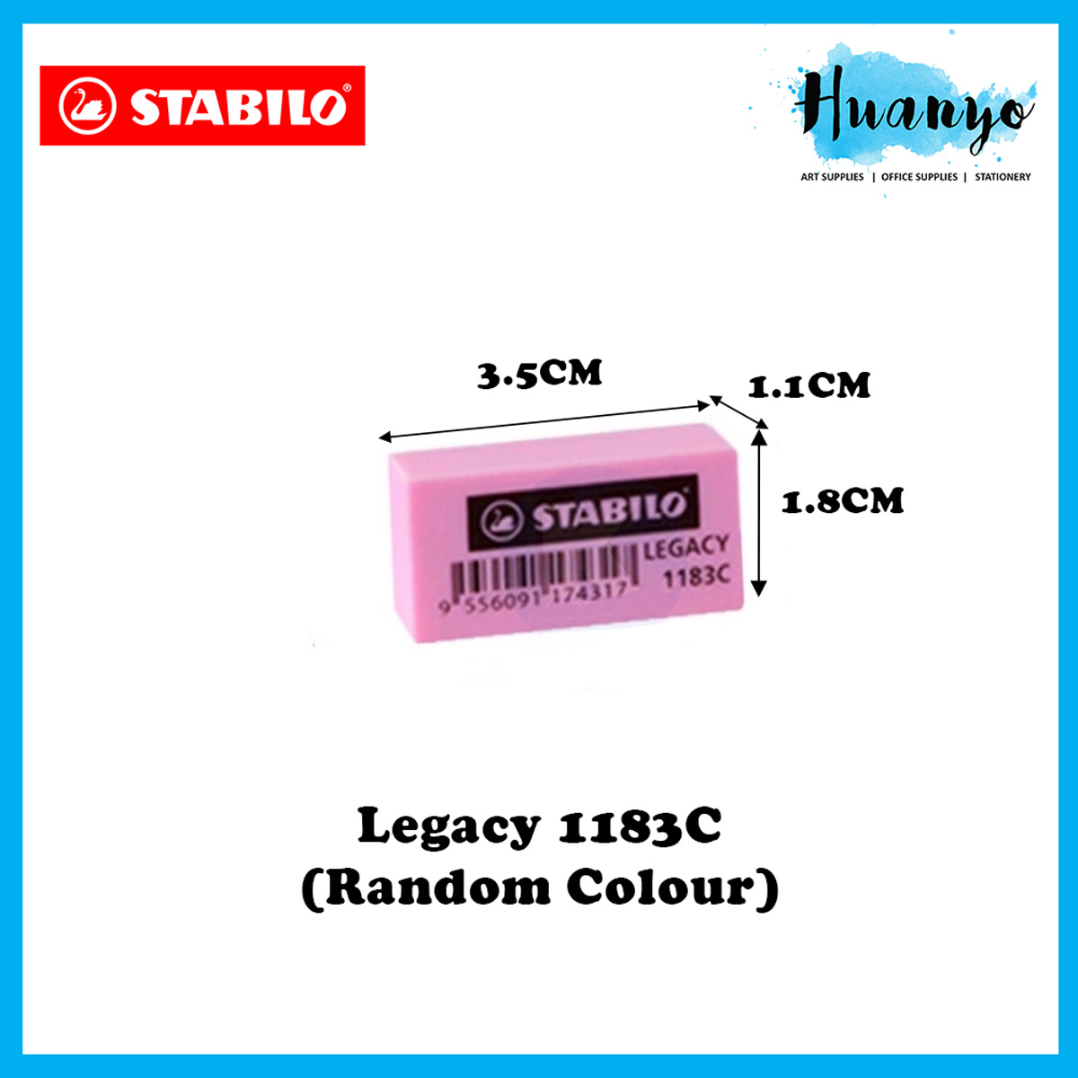 Stabilo Legacy Exam Grade Dust Free Eraser Per PCS [Black/White/ Pastel Colour] (1186/1198/1197/1182N/1183/1183C/1191S/1191/1196E/1191D)