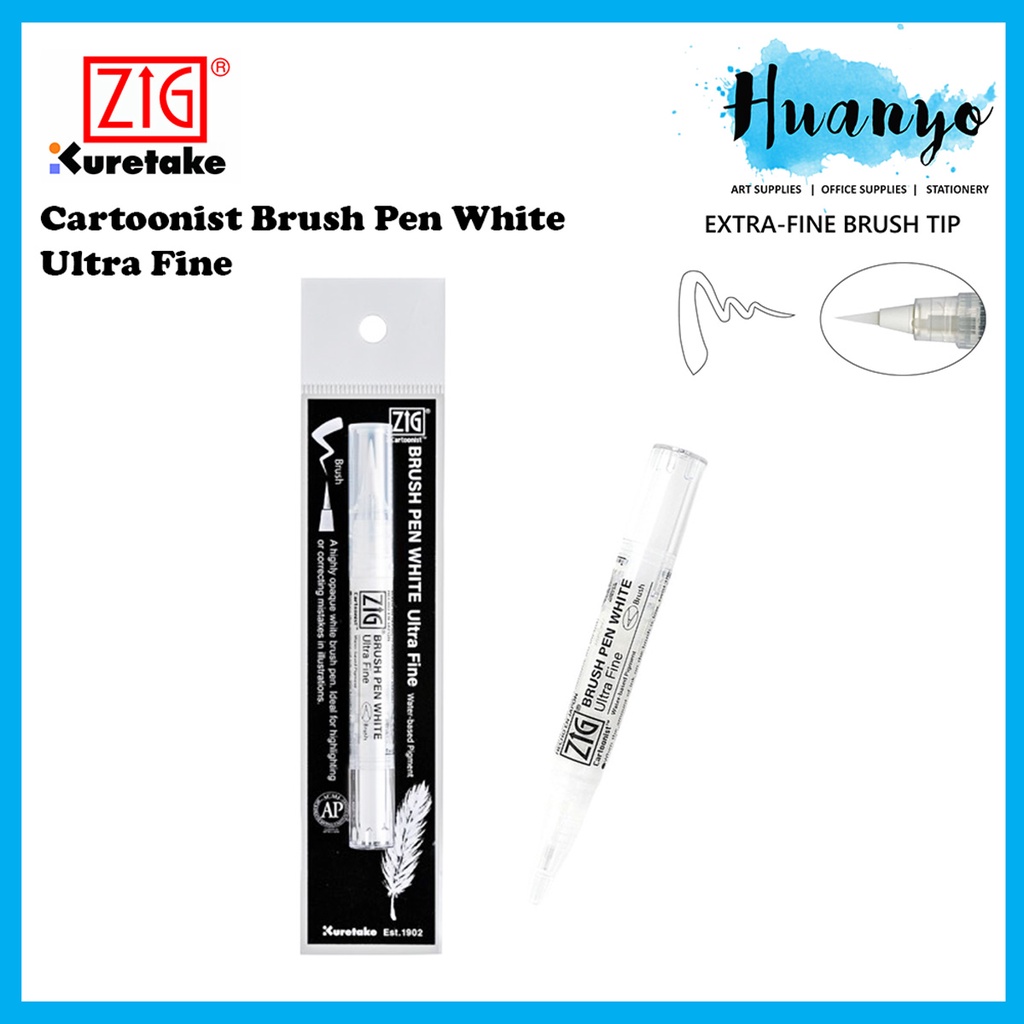 Kuretake ZIG Cartoonist Brush Pen White Ultra Fine (For Highlighting