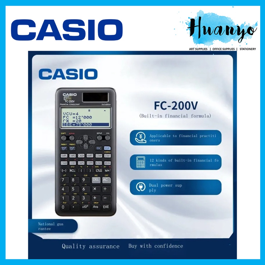 Casio Financial Consultant Calculator FC-200V 2nd Edition For Financial Examinations Solar & Battery (4-Line Display)