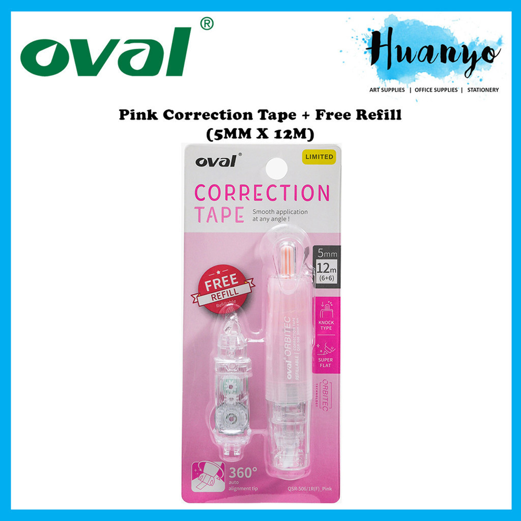 Oval Orbitec 360 Degree Retractable Correction Tape + Free Refill / Refill Set of 2 (5MM X6M) QSR-506