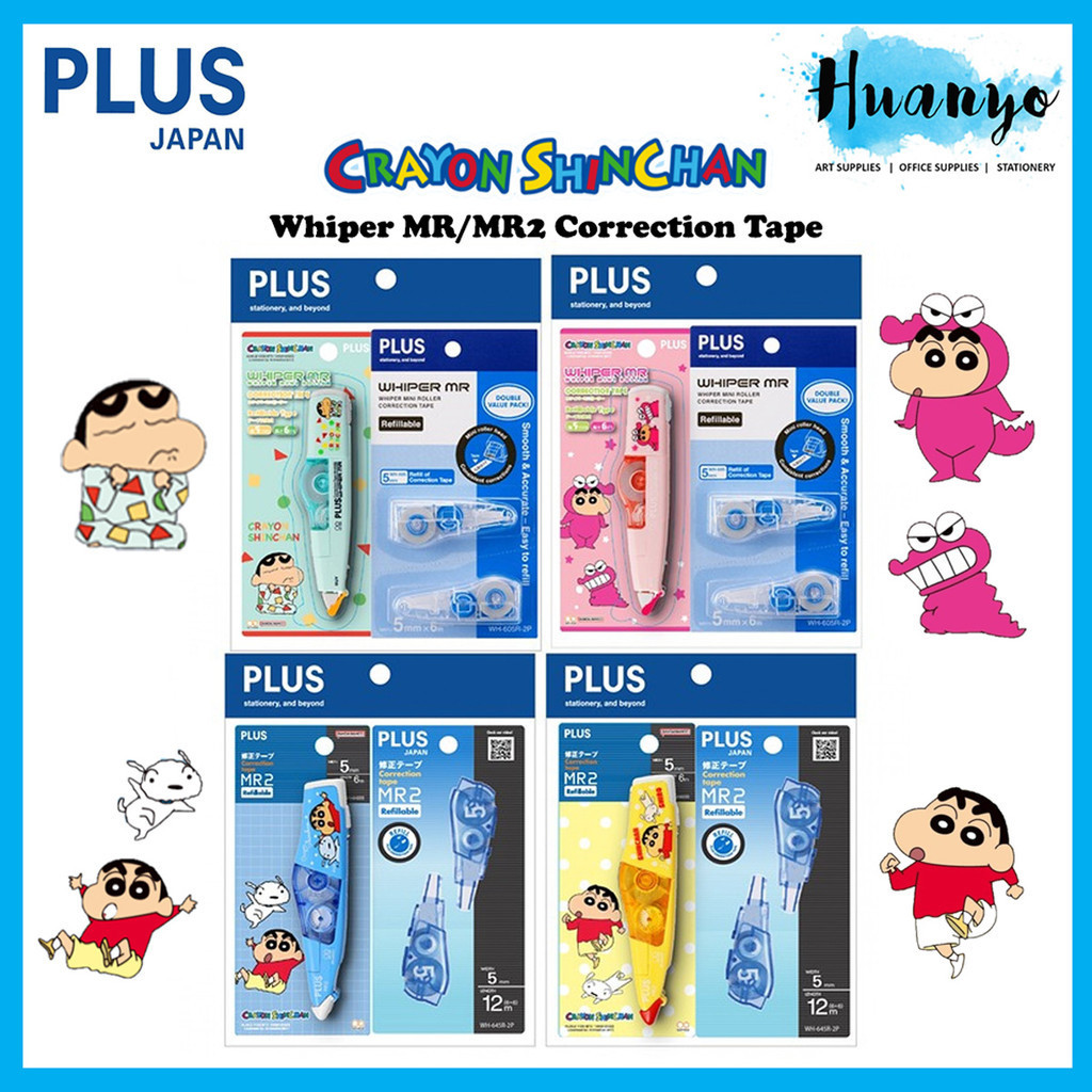 PLUS Crayon Shin Chan Whiper MR MR2 Correction Tape + 2Pcs