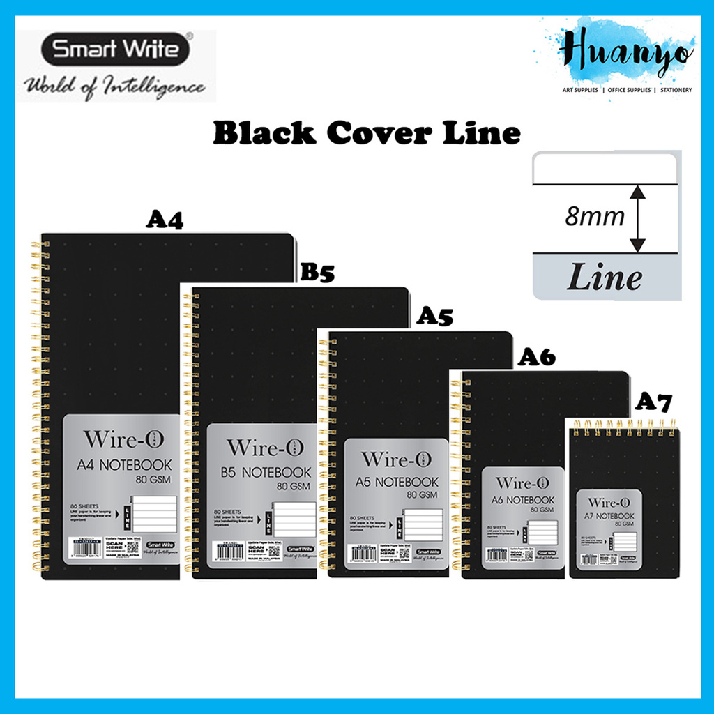 Smart Write Wire-O PP Cover Note Book Sketch Book Journal Planner (Line/Blank/Grid/Dotted) [A4/A5/A6/A7/B5] 80gsm 80's