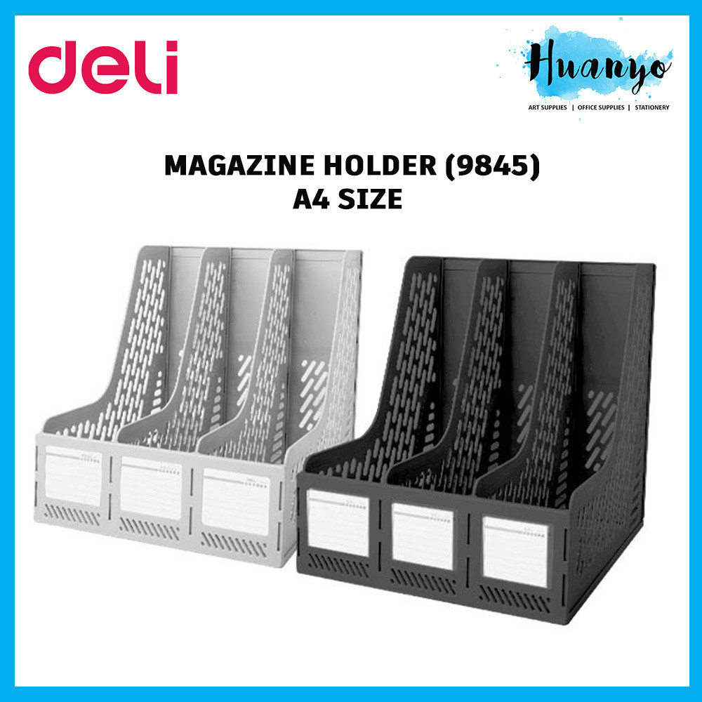Deli Magazine Rack Holder Plastic Box File A4 3 Tier Desktop File Organizer Paper Storage | E9845