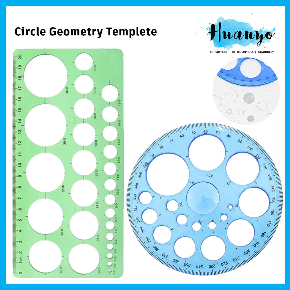 Math Ruler Circle Circle Geometry Template Ruler 360° Rotary Circle & Rectangle Drafting ...