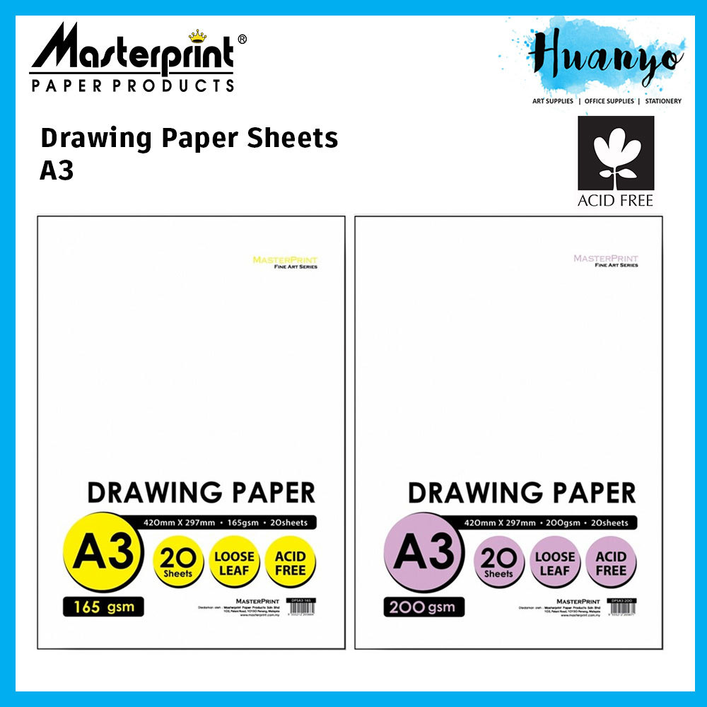 Masterprint A3 Drawing Paper Sheet Pack 165GSM / 200GSM (20 Sheets ...