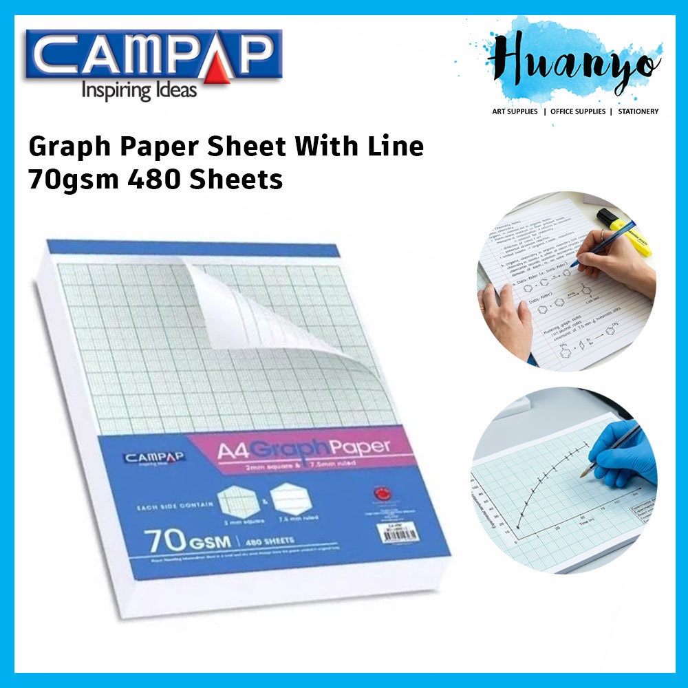 Campap A4 Graph Paper 2mm Square Grid With Line 480 Sheets High Quality ...