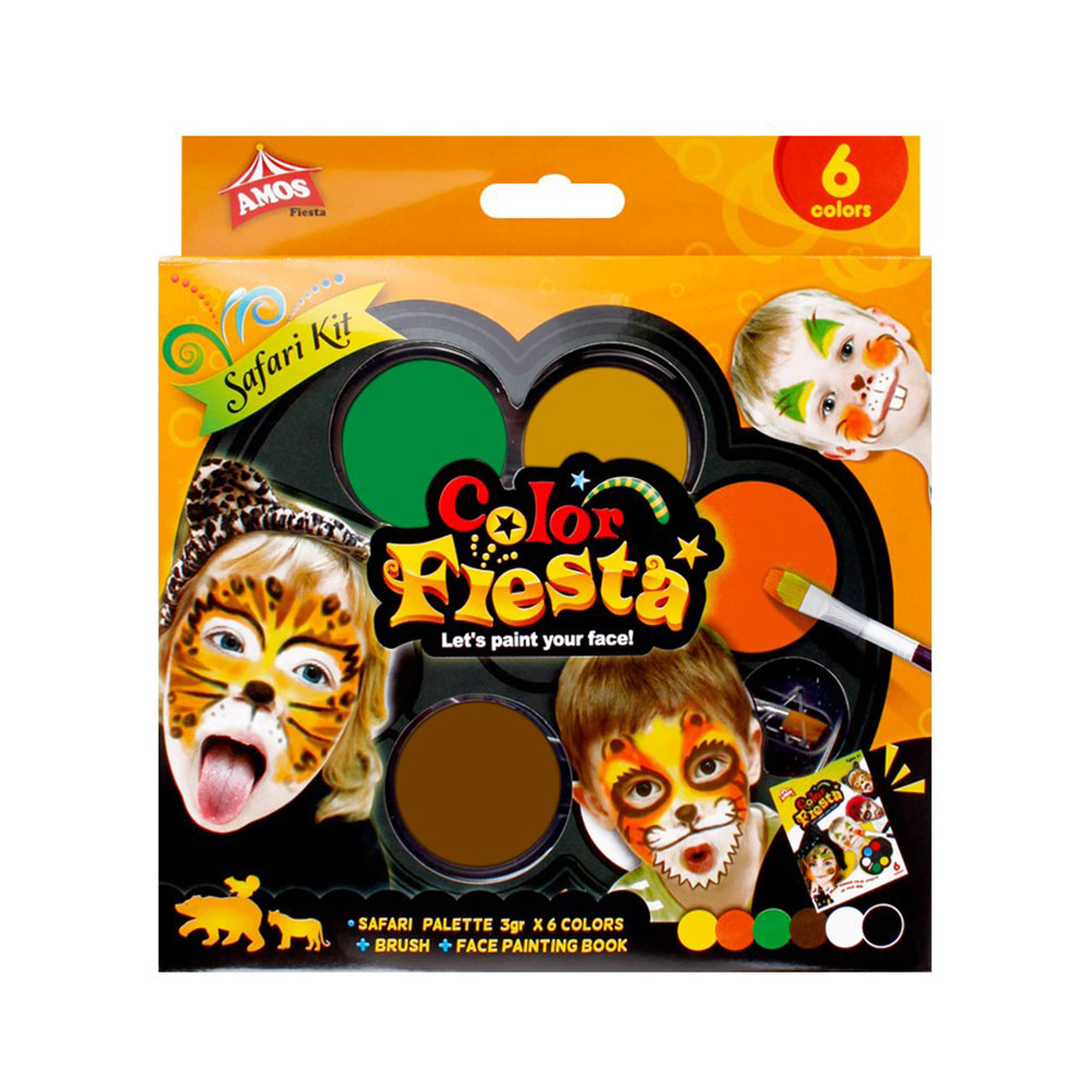 AMOS Color FIesta Face Paint Kit Safari (Colours of 6)