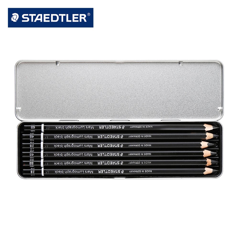 Staedtler Mars Lumograph Black 100b Drawing Sketch Pencil Set Of 6