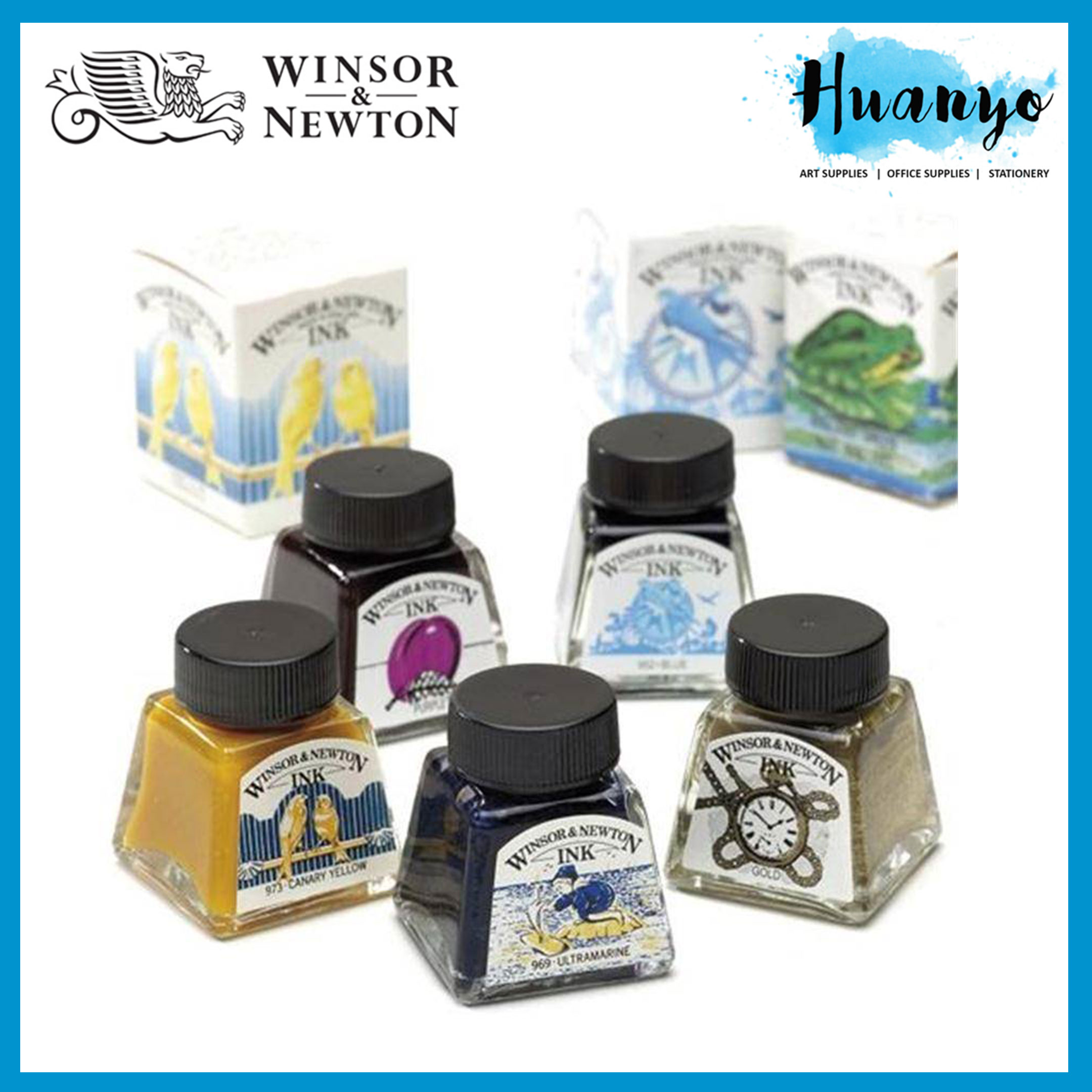 Winsor & Newton Drawing Ink / Liquid Indian Ink - Black / Colour (14 / 30ML) [Calligraphy]