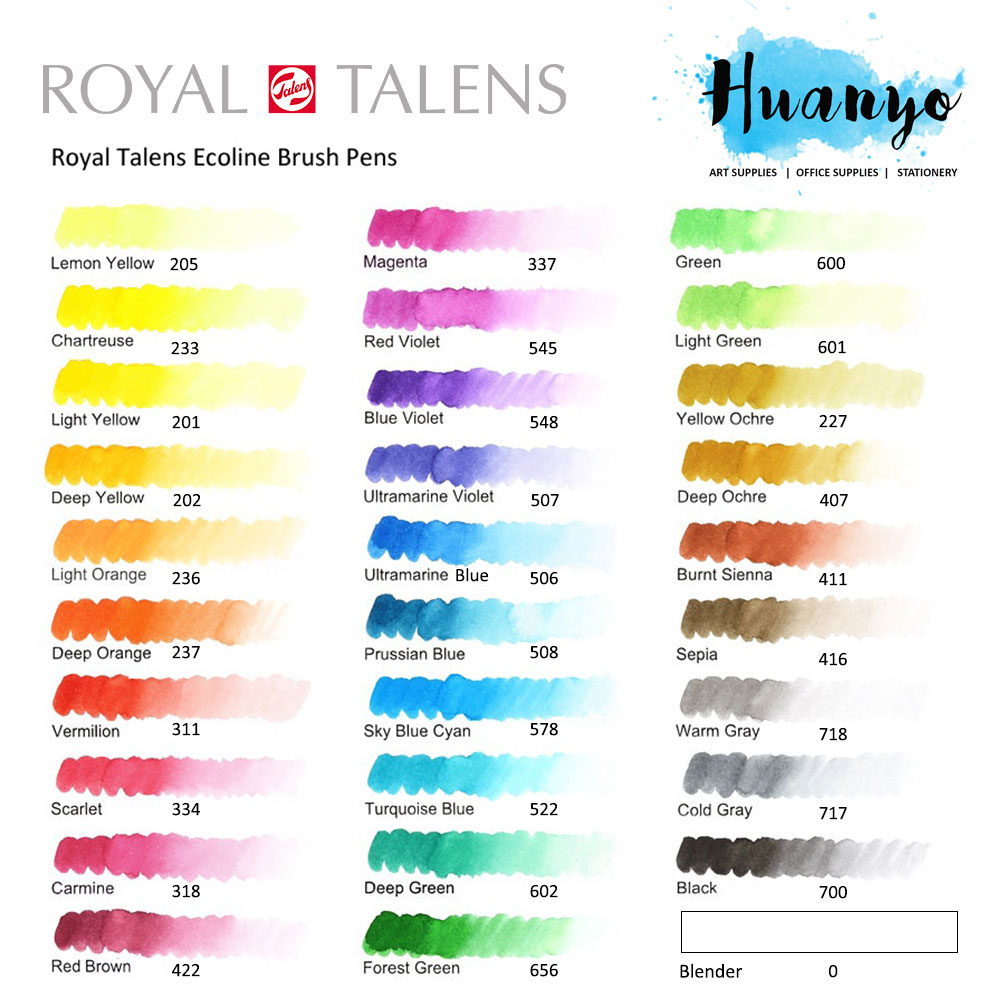 royal talens ecoline liquid watercolour brush pen 30 ecoline color chart